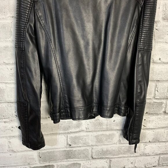 Topshop Black Faux Leather Moto Biker Jacket - Picture 7 of 16